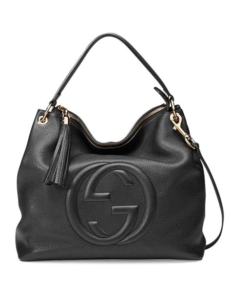 black leather gucci shoulder bag|gucci soho shoulder bag large.